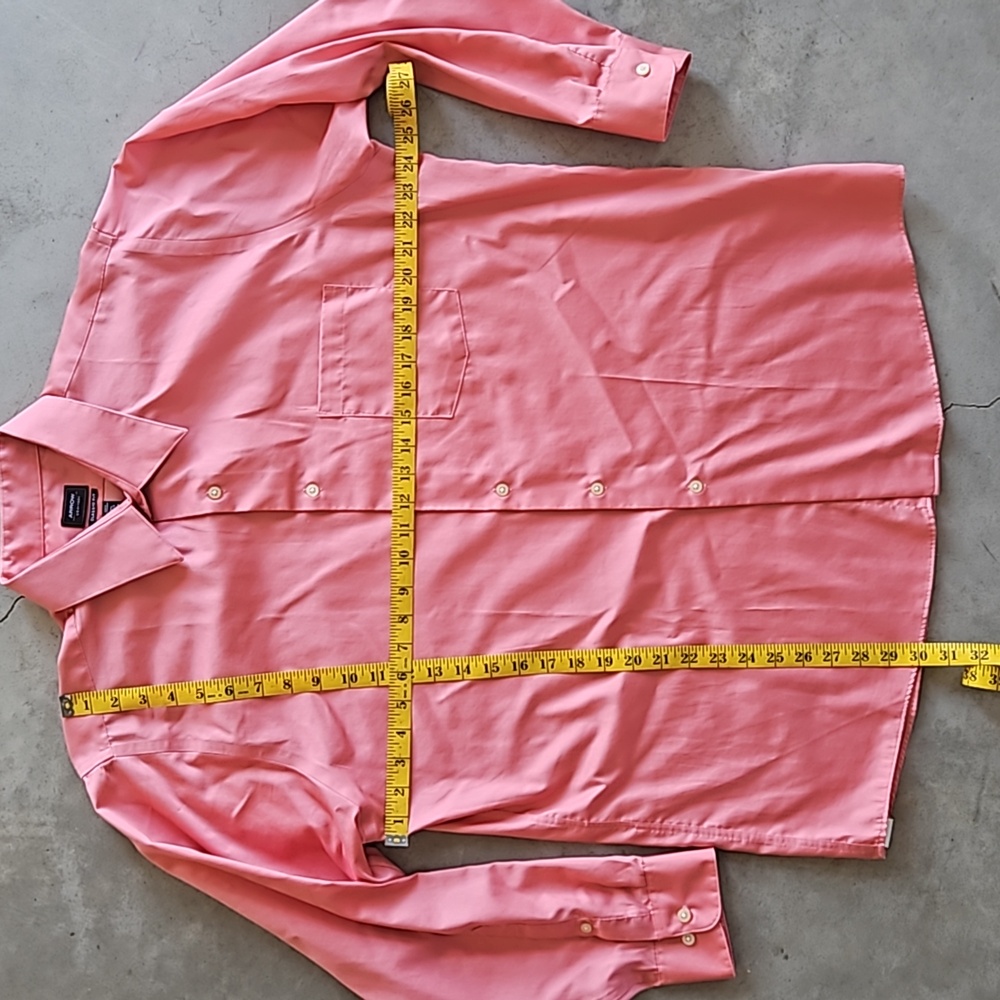 Pink salmon classic fit dress shirt 16 1/2, 32 / 33 no iron ARROW - Picture 3 of 6